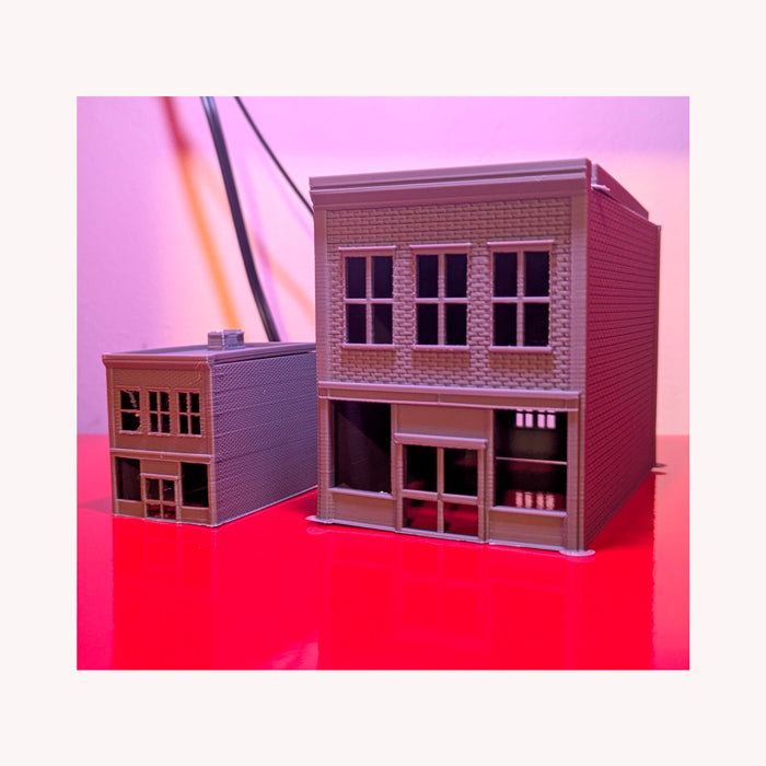Maqueta de dos edificios arquitectónicos